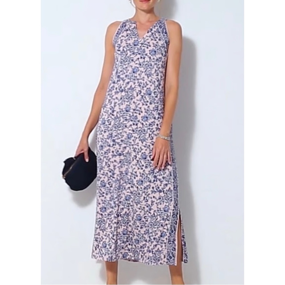🎆J.Jill Island Breeze Floral Printed Coastal Cruise Maxi Dress